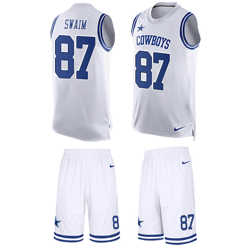 Men's Limited Geoff Swaim Nike Jersey White - #87 Tank Top Suit NFL Dallas Cowboys